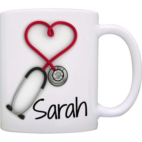 Personalized!! Stethoscope Coffee Mug, a Funny and Unique Gift for Nurses and Doctors, Printed on Both Sides