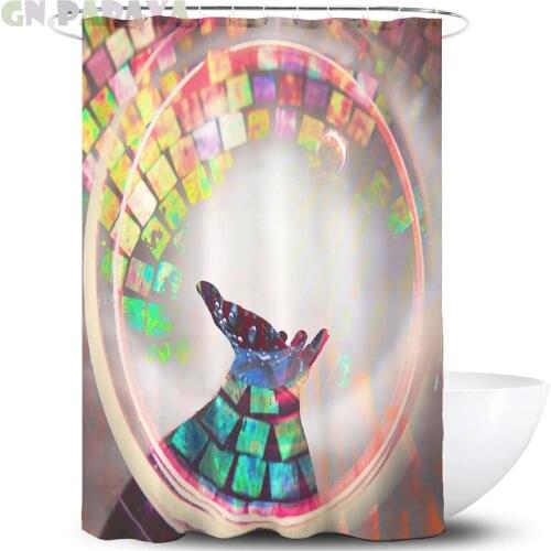 Psychedelic ball hand Bath Curtains Waterproof Polyester rainbow deconstruction hippy art Shower Curtains Screen with Hooks new