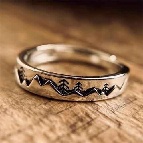 Adjustable Mountain Range Ring for Womens Mens Wedding Ring Stacking Travel Wanderlust Mountain Engraved Trendy Rings KL30FO3F