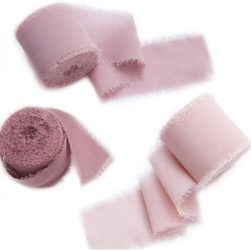 5m/roll Handmade Frayed Edged Chiffon Silk Ribbon for DIY Wedding Invitation Bouquets Sheer Fringe Ribbon Craft Flatlays Prop