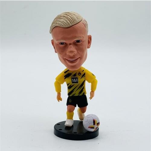Soccerwe 2.55" Soccer Star Dolls Cartoon Anime 2021 Dort# 9# Haaland Figures Yellow Kit Action Movable Toy Collections Gift