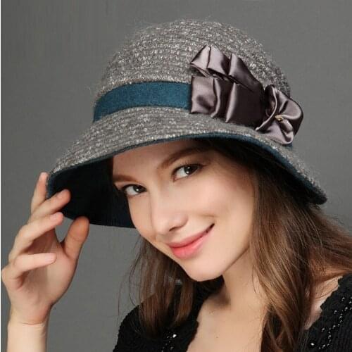 Students School Hat Women 's Fashion Winter Elegant Hat Cap Girls Warm Thick Wool Basin Cap Adult Foldable Travel Hat B-7641