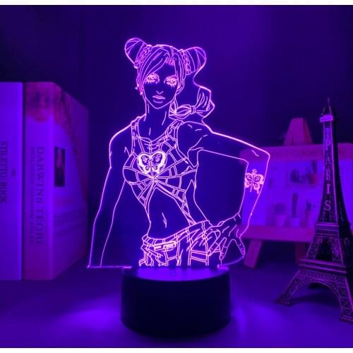 Led Lamp Anime JoJo Bizarre Adventure Season 6 Stone Ocean Jolyne Cujoh Figure for Bedroom Decor Night Light Jojos Jolyne Cujoh