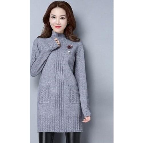 Spring/autumn women sweaters computer knitted Turtleneck sweater pullover women autumn clothing mid-long sweaters