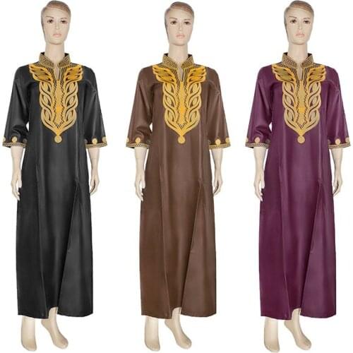 South Africa Traditional Dashiki Clothes Ladies Ankara Dresses African Women Dresses Gold Embroidery Maxi Dress Ropa Mujer