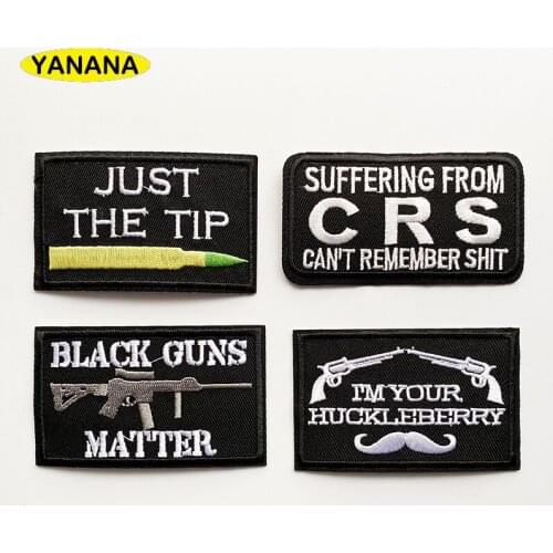 Gun bullet Badges Embroidered for Clothing DIY Stripes Applique Clothes Stickers Iron on Creative Badges Parches