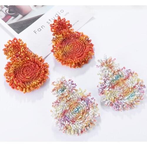 Ztech Bohemia New Color Beads Drop Earrings For Women Gilrs Big Long Vintage Statement Jewelry Pendientes Mujer Bijoux