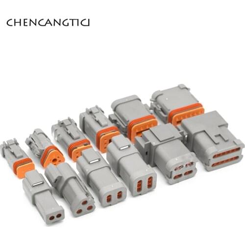 1 Set 2 3 4 6 8 12 Pin Deutsch DT DT04-4P-E003 Waterproof Wire Connector Male Female Plug With Flat Tail Cover DT06-8S-E003