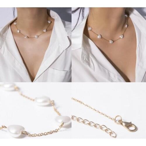 1 Pc Love Star Pearl Necklace Temperament Simple Wild Sweet Star Single Layer Geometric Necklace Chocker