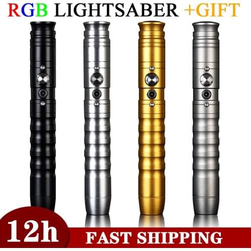 Jedi 11 Color Lightsaber RGB Metal Hilt Saber Heavy Dueling Sound Force FOC FX Blaster Laser Sword Cosplay Custom Engraved Gift