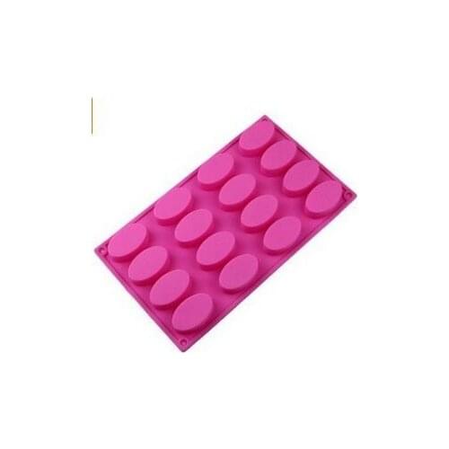 16 Cavities Oval Flexible Silicone Cake Baking Mold Cake Pan Muffin Cups Handmade Soap Moulds Biscuit Chocolate DIY Mold
