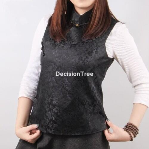 2021 traditional chinese women vest flower embroidery elegant lady vest chinese style retro jacquard elegant lady vest tang suit