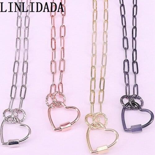 5Pcs Heart Lock Necklace Carabiner Lock Necklace Lock Screw Clasp Necklace