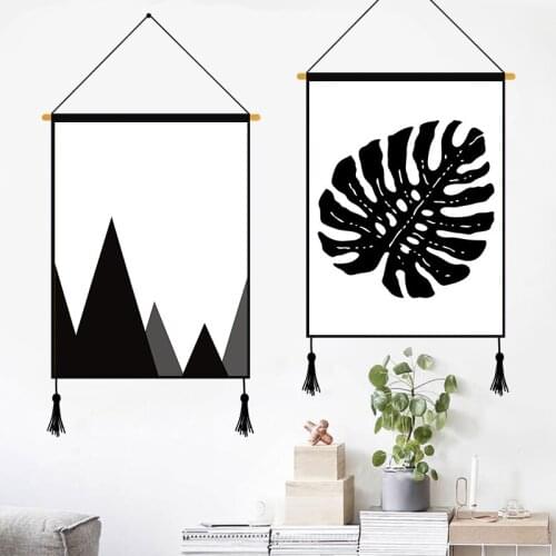 Abstract Paintings Tropical Plants Leaves Wall Hanging Pictures and Love Words Oil Painting for Living Room Home Decoration