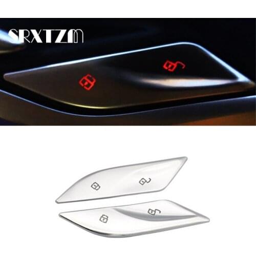 Car Styling Door Unlock Switch Button Cover Trim Handle Key Stickers For BMW 5 Series G30 G38 2018 Interior Auto Accessories