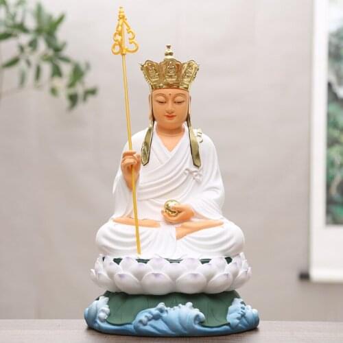 Buddhist Supplies Resin Buddha Glass Steel 16 Inch Gold-plated Painted Ancient Color Collection 38cm White Tibetan King Buddha