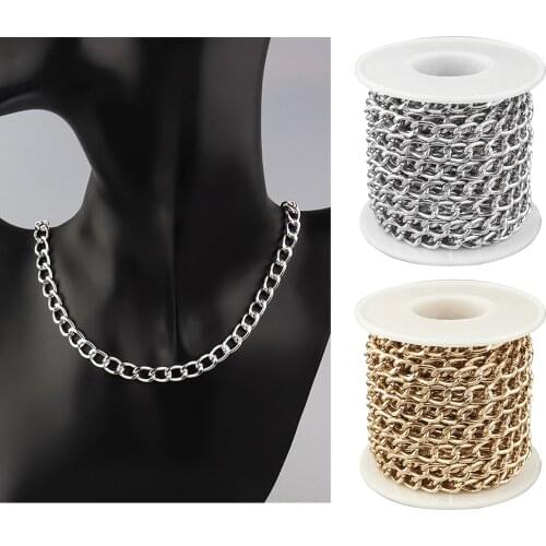 5m Metal Chain Roll Aluminum Curb Chains Unwelded Twisted Link Chain for Bracelet Necklace Chain Jewelry Making with Spool