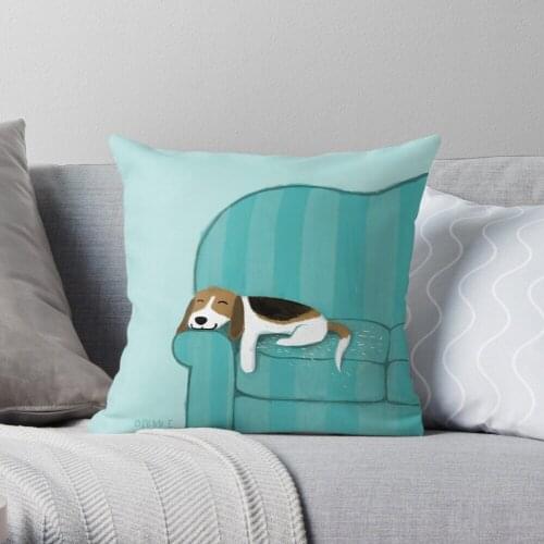 Happy Couch Dog | Cute Beagle Polyester Decor Pillow Case Home Cushion Cover 45*45cm