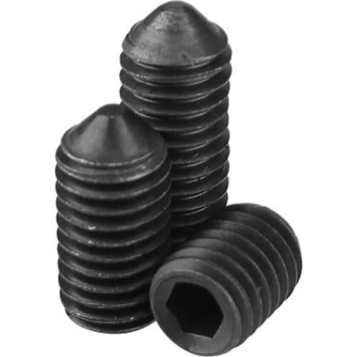 Black Cone Point Hex Hexagon Socket Set Screws Grub Bolts Alloy Steel High Tensile 12.9 Grade M2.5 M3 M4 M5 M6 M8 M10 M12