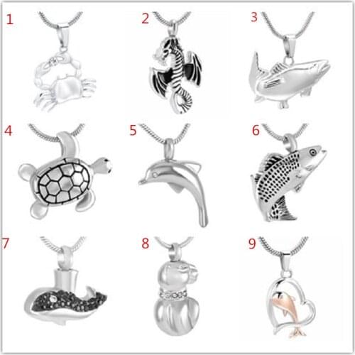IJD0059 9 Design Cancer Crab Zodiac Cremation Jewelry Urn Necklace Keepsake Pendant Ashes Holder for Pet Animal Memorial