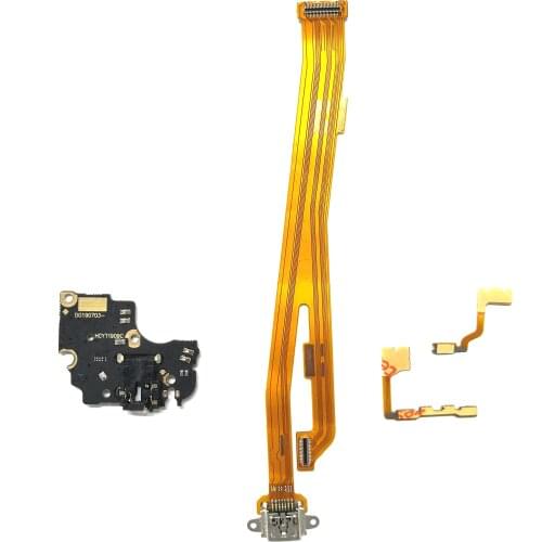 For OPPO Reamle Charging Port flex Cable+Power volume flex cable +Earphone Audio Jack Port connector Flex cable