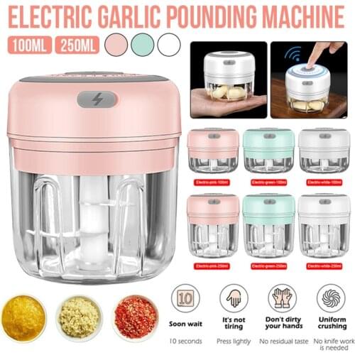 Electric Food Chopper 100/250ML Electric Garlic Press Mincer Vegetable Chili Meat Grinder USB Wireless Food Chopper Kitchen tool