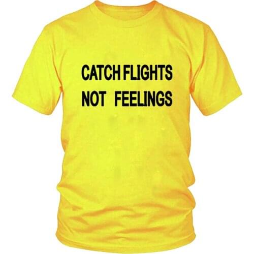 Harajuku Ropa Mujer CATCH FLIGHTS NOT FEELINGS Letter Print T-shirts Women White Fashion Short Sleeve Casual Female Tops Tees