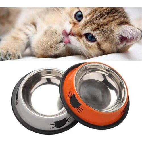 Cat Food Bowls Stainless Steel Anti-skid Dogs Cats Water Bowl Pets Drinking Feeding Bowls Tools Pet Product Cat Pet Supplies