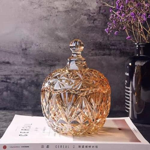 Colorful/Transparent Glass Candy Jar Dried Fruit Tray with Lid Home Tea Coffee Bean Storage Tank Kitchen Storage Container