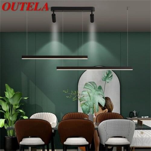 OUTELA Creative Pendant Light Contemporary Line Lamp With Spotlight LED Fixtures For Home Dining Room