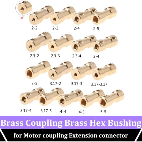 Brass Coupling Extension Connector Hexagon Bush Bushing Motors Coupling 2mm-6mm Copper Shaft Coupling Rc Car Boat Traxxas Parts