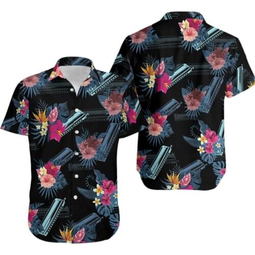 2021 New Arrival Mens Shirt Button Shirt Summer Leaves Casual Short Sleeves Tops Oversize Big size