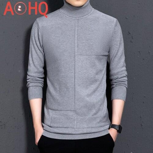 High Neck Solid Turtleneck Sweater Men Knit wear Pullover Spring Autumn Korean Sweater Pullovers Men Clothing Turtle neck