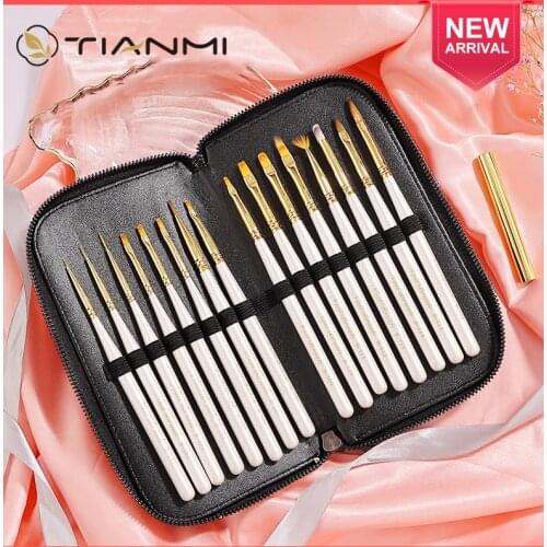 TIANMI Nail Art Uv Gel Brush Set Pen Nail Art Builder Flat Crystal Painting Drawing Carving Pen Manicure Tool New Arrival