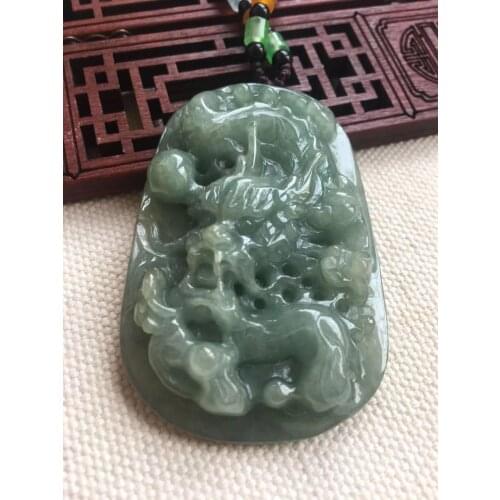 Natural Myanmar A jade two-side hand-carved dragon jade pendant jade necklace women men pendants necklaces jadeite jade jewelry