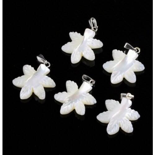 Natural Mother of Pearl White Shell Leaf Pendant Bohemian Charms Pendants For Jewelry Making Necklace Accessories