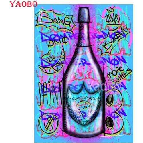 New diy Diamond mosaic bottle graffiti art street diamond painting Cross Stitch Rhinestone embroidery full square/round drill