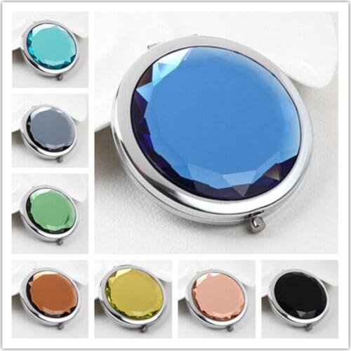 New Metal Makeup Mirror Double-sided Folding Portable Crystal Makeup Mirror Wedding Decoration for Guest Party Favor Gift