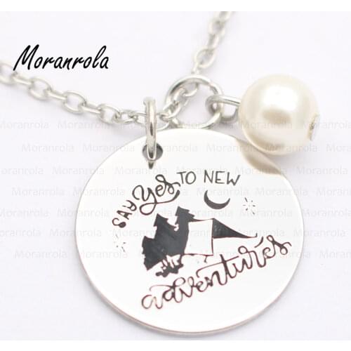 New arrive"Say Yes To New Adventures"necklace keychain charm Adventure Quote necklace Inspirational jewelry Explorer Travel Gift