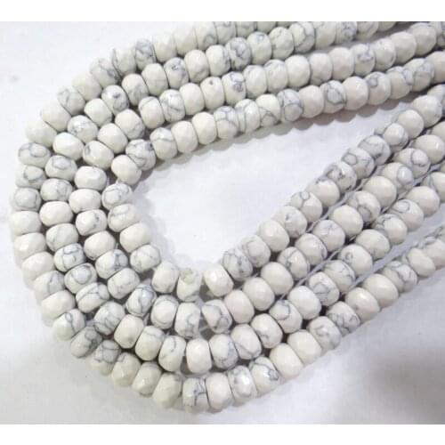 Wholesale Natural stone white turquoises Faceted Rondelle Beads 4*6mm 5*8mm Spacer Beads For Jewelry Making Bracelet Accessories