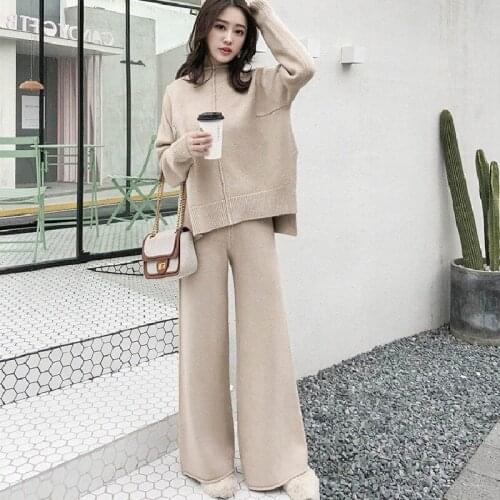 Autumn Two Piece Set Top And Pants 2021 Winter Korean Womens Tracksuit Set Knitted Casual 2 Piece Sets Clothes Womens Outfits