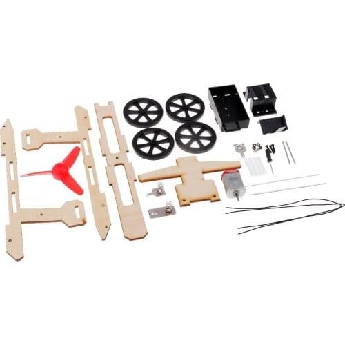 DIY Self Assembled Wind Power Car Toy Science Experiment Intelligence Puzzle