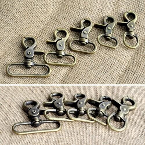 Full Size Antique Brass Trigger Metal Swivel Clips Snap Hook 17/25/32/38/50mm 5Pcs DIY Dog Cat Leashes Bags Straps Accessories