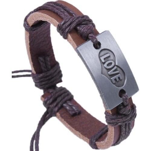 Hot Vintage bracelets Love best friends Leather Bracelets men jewelry heart Rope wrap Bracelets for women sieraden pulsera