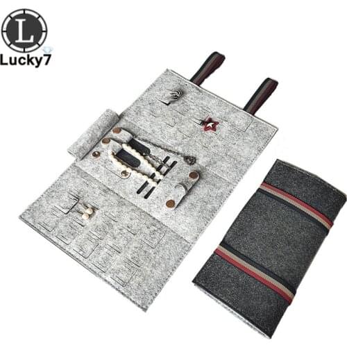 Jewelry Roll Bag Portable Carring Case Felt Velvet Organizer Multi Functional Necklace Rings Earrings Storage Box
