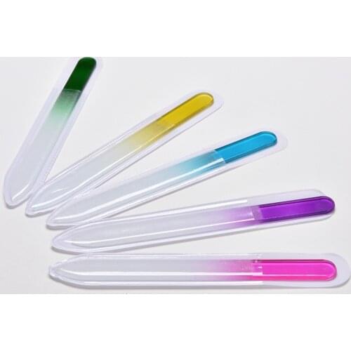 Durable Crystal Glass Nail Art Buffer Files Pro Women Girls Ladies File Manicure Device Tool Colors Random