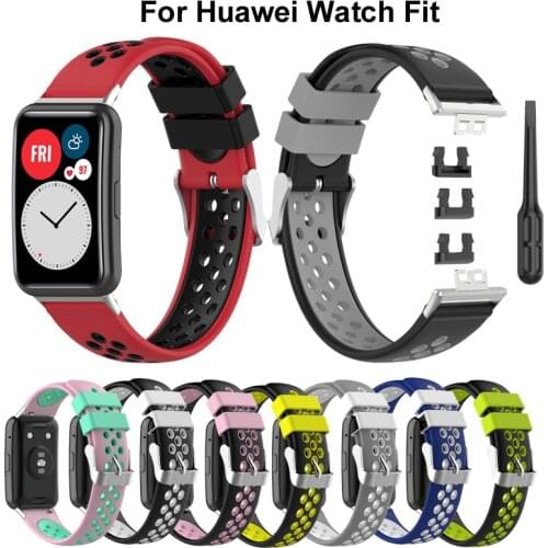Sport Silicone Band For Huawei Watch Fit Two-color Smartwatch Watchstrap Replacement Wristband Woman Man Belt Accessories
