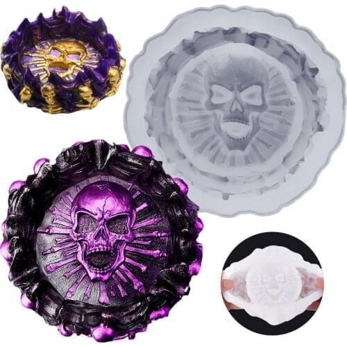 Silicone mold, DIY ashtray mold epoxy resin skull ashtray casting creative mold skull pattern, easy to fall off