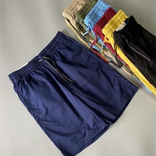 Cotton Workout Beach Shorts Men 2021 Summer Thin Breathable Knee Length Male Short Trousers Solid Color Elastic Waist Clothing