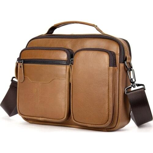 High Quality Messenger Bag Men Shoulder Bags Genuine Leather Crossbody Bags For Men Small Bag Retro Zipper Man Handbag